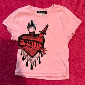 pink graphic crop top